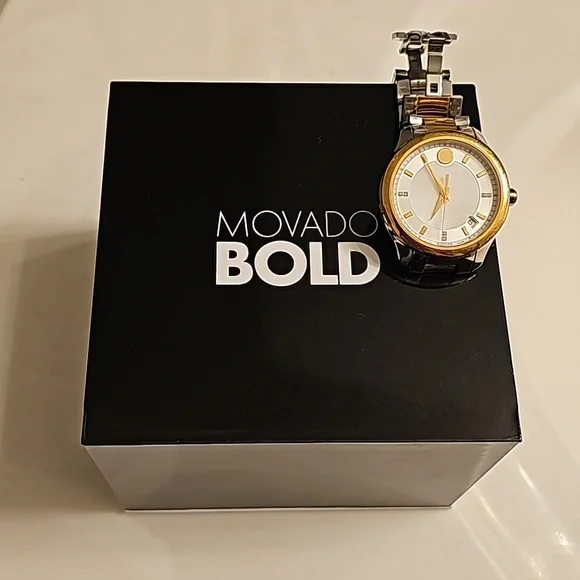Authentic Diamond stone Movado Swiss mode two-tone watch Movado Museum Classic Diamond Watch with Black Dial and Two  main image 2